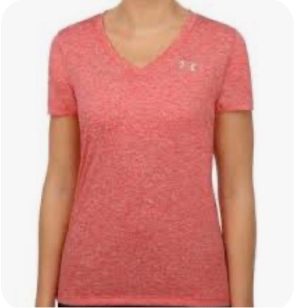 ADIDAS V NECK TECH TEE SHIRT TOP WOMEN’S ATHLETIC ORANGE CAP SLEEVES ATHLETIC